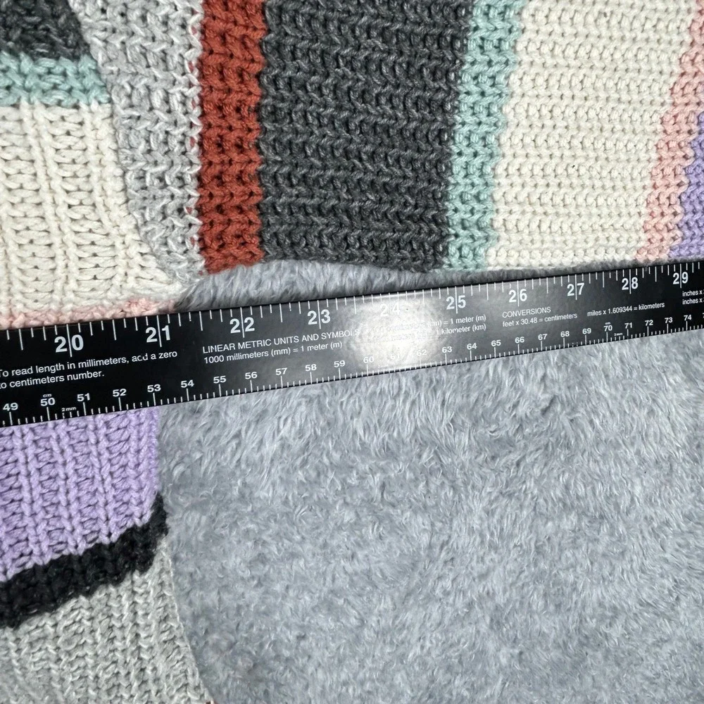 American Eagle Womens XS Striped Chunky Knit Crewneck Sweater Multicolor Relaxed